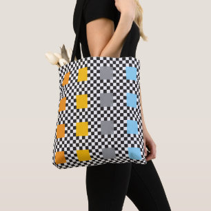 Bolsa Tote Padrão multicolorido verificado e grandes quadrado