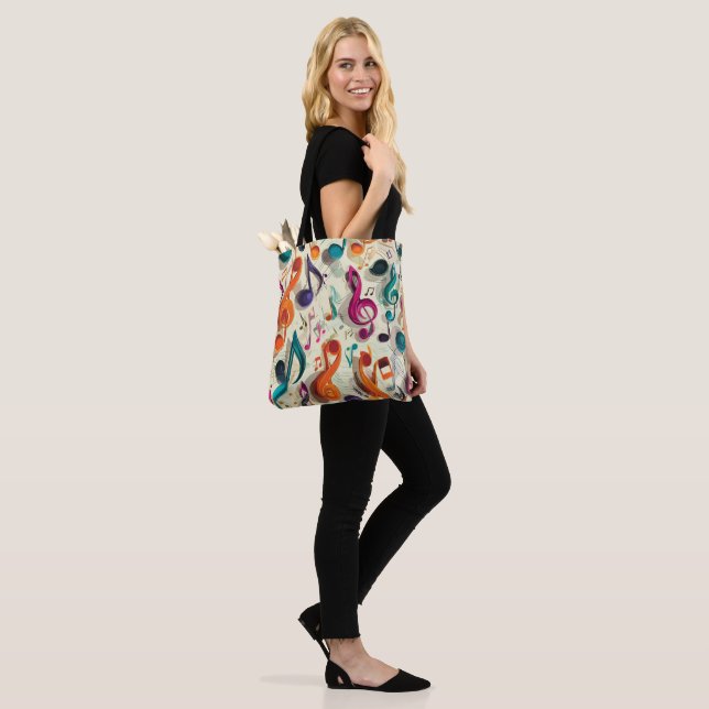 Bolsa Tote Padrão Musical Colorido (No(a) Modelo)