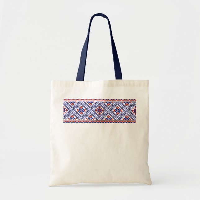 Bolsa Tote Padrão nacional floral ucraniano (Frente)