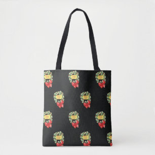 Bolsa Tote Padrão Natalino Vintage, Feliz Natal em Grinalda