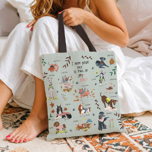 Bolsa Tote Padrão natural do outono dos cães azuis