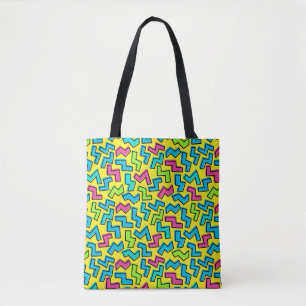 Bolsa Tote Padrão neon do anos 80/90