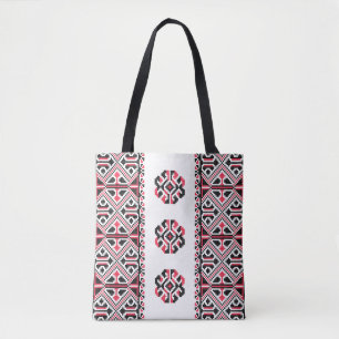 Bolsa Tote Padrão original de pontos cruzados vermelho e pre