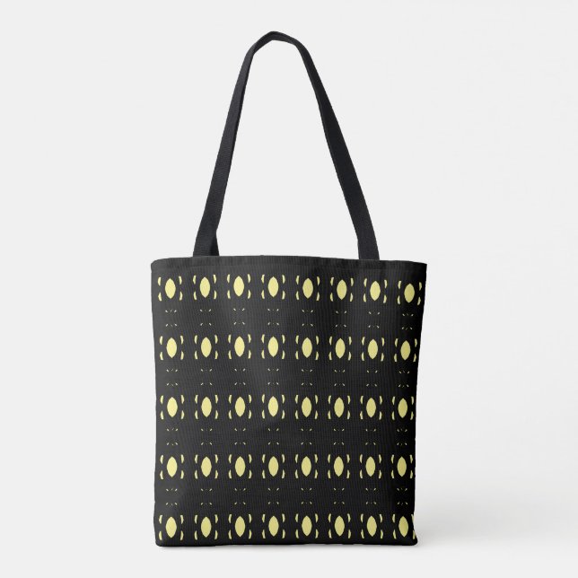Bolsa Tote Padrão Oval Preto e Amarelo Elegante e Sofisticado (Verso)