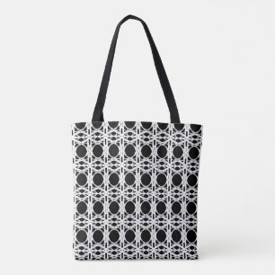 Bolsa Tote Padrão Oval Preto e Branco Elegante
