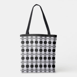 Bolsa Tote Padrão Oval Preto e Branco Elegante e Sofisticado