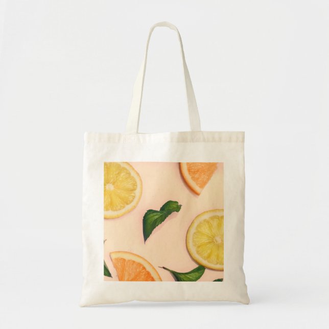 Bolsa Tote padrão pastel de fruta (Frente)