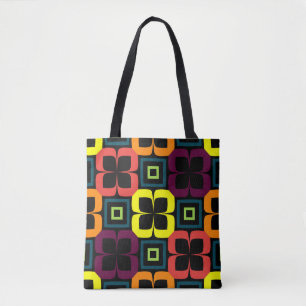 Bolsa Tote Padrão perfeito brilhante com flores coloridas em