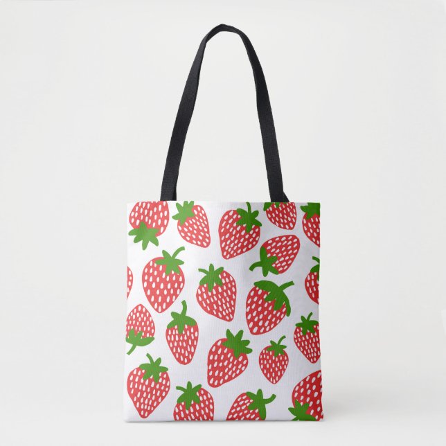 Bolsa Tote Padrão perfeito de Strawberrie. Ilustração Vintage (Frente)