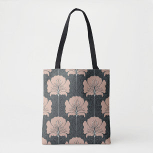 Bolsa Tote Padrão perfeito de vindima com flores rosa. Art n