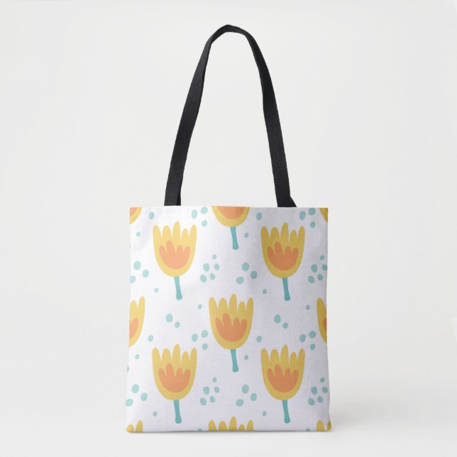 Bolsa Tote Padrão perfeito de vinhetas, padrão de flores fofi (Frente)
