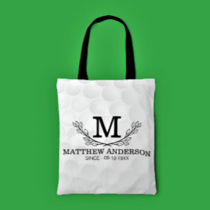 Bolsa Tote Padrão Personalizado da Bola de Golfe Nome Monogr