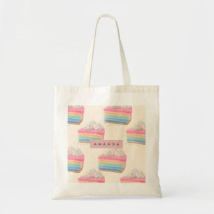 Bolsa Tote Padrão Personalizado De Bolo Do Arco-Íris