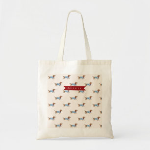 Bolsa Tote Padrão Personalizado de Cachorro Dachshund Fofo e 