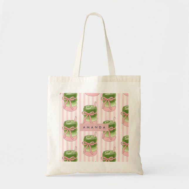 Bolsa Tote Padrão Personalizado de Copas de Pastel Matcha (Frente)