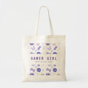 Bolsa Tote Padrão Personalizado de Garota Gamer Disco Kitsch