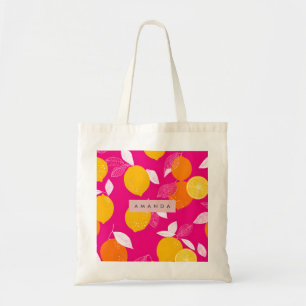 Bolsa Tote Padrão Personalizado de Limão de Citros Vibrantes