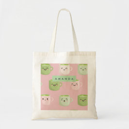Bolsa Tote Padrão Personalizado de Pastel Kawaii Matcha Tea