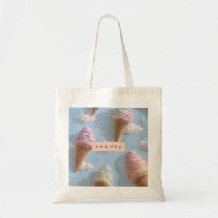 Bolsa Tote Padrão Personalizado de Sorvete de Pastel Whimsica