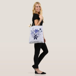 Bolsa Tote Padrão personalizado elegante floral azul violeta 