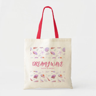 Bolsa Tote Padrão Personalizado Y2K Mermaid Core Rosa Concha