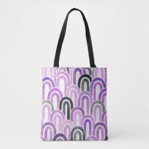 Bolsa Tote padrão pintado de escama de peixe em arco boêmio