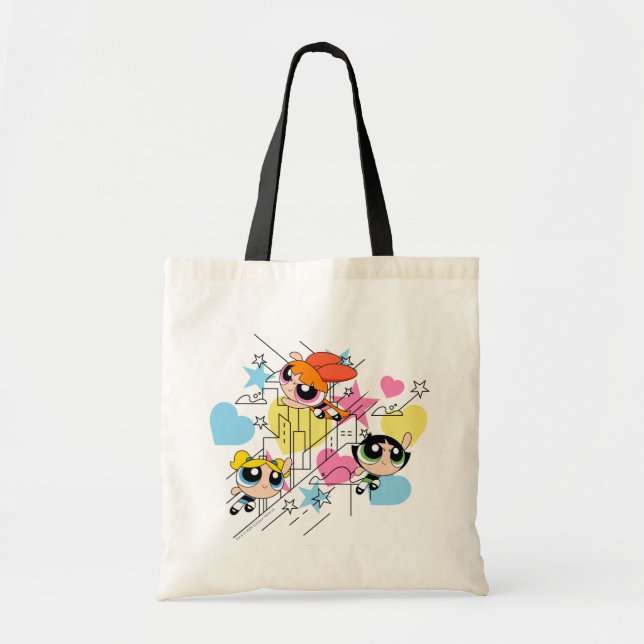 Bolsa Tote Padrão Powerpuff Girls Townsville (Frente)