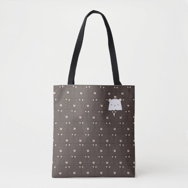 Bolsa Tote Padrão Quadrado do Urso Reprodutor (Frente)