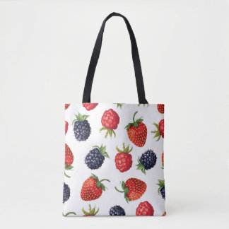 Bolsa Tote Padrão Realista de Berries Delicioso Sem Olhos