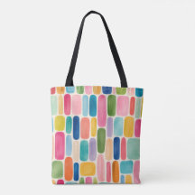 Bolsa Tote Padrão Retro Arco-íris Estilo Moderno d