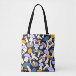 Bolsa Tote Padrão Retro de Cogumelo da Floresta Noturna