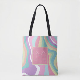 Bolsa Tote Padrão Retro de Monograma Moderno da Moda