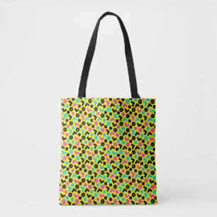 Bolsa Tote Padrão retrô de neon do anos 80/90