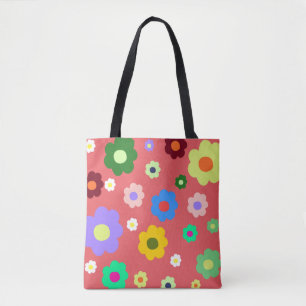 Bolsa Tote Padrão Retroativo Y2K das Flores de Mola
