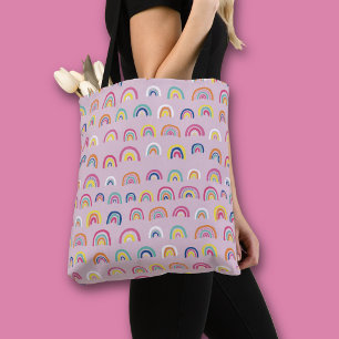 Bolsa Tote Padrão rosa do arco-íris