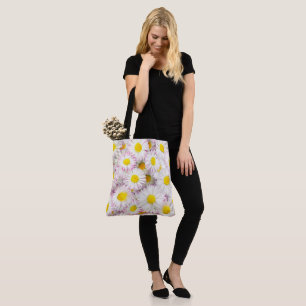 Bolsa Tote Padrão Rosa Púrpura da Flor da Margarina