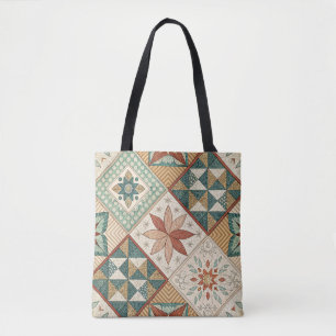 Bolsa Tote Padrão Rustic Diamond Patchwork - Geométrico