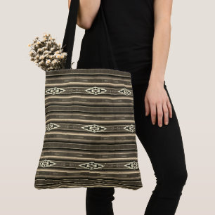 Bolsa Tote Padrão Sarape Mexicano em cores Sepia