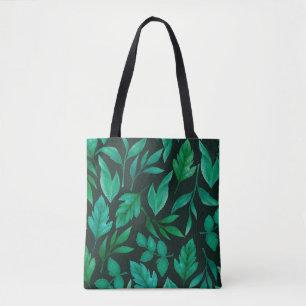 Bolsa Tote Padrão sem costura aquarela com tinta manual azul