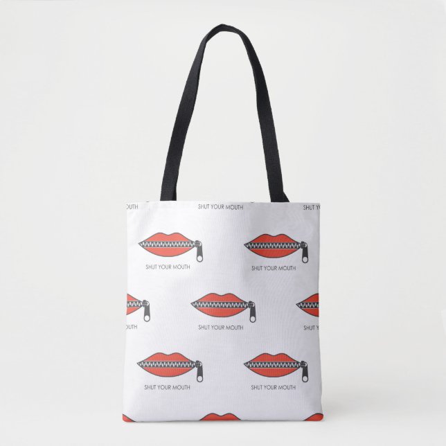Bolsa Tote Padrão sem costura com a boca da mulher com o fech (Frente)