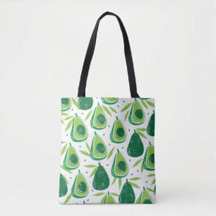 Bolsa Tote Padrão sem costura com abacates. Carimbo texturiz