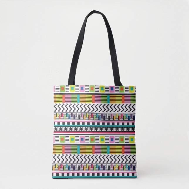 Bolsa Tote Padrão sem costura com abstrato geométrico li bril (Frente)