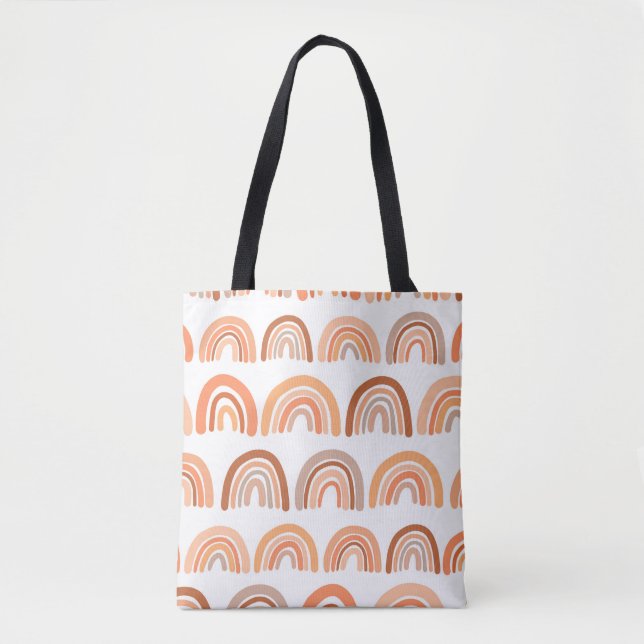 Bolsa Tote Padrão sem costura com arco-íris. Textura desenhad (Frente)