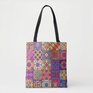 Bolsa Tote Padrão sem costura com azulejos portugueses em tal
