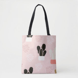 Bolsa Tote Padrão sem costura com cactus suculentos folhas