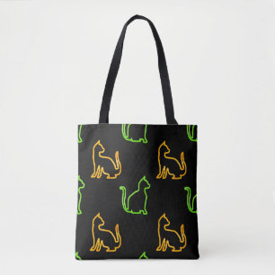Bolsa Tote Padrão sem costura com catsabstrato,animal,arte,ar