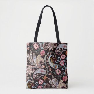 Bolsa Tote Padrão sem costura com cor paisley floral