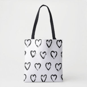 Bolsa Tote Padrão sem costura com coração puxado à mão