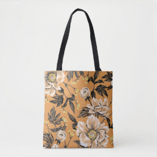 Bolsa Tote Padrão sem costura com flores.art,floral,padrão,c