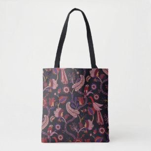 Bolsa Tote Padrão sem costura com flores de fantasia, parede